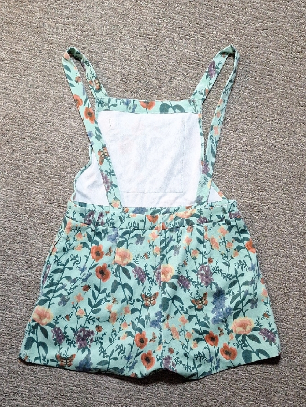 Cider Mint Floral Overalls with Orange Blooms - Picture 8 of 12